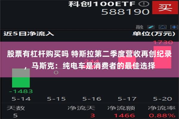 股票有杠杆购买吗 特斯拉第二季度营收再创纪录，马斯克：纯电车是消费者的最佳选择