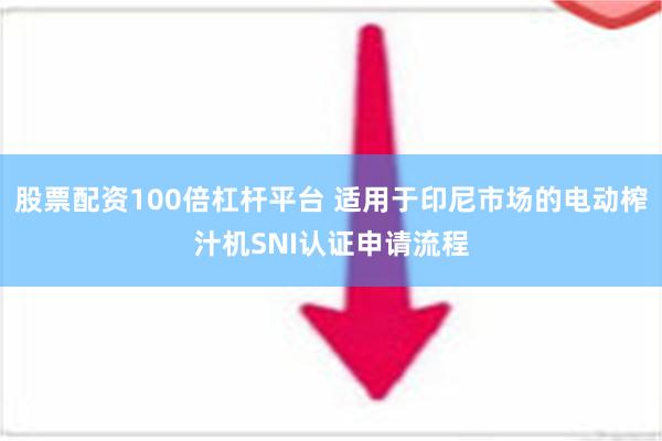 股票配资100倍杠杆平台 适用于印尼市场的电动榨汁机SNI认证申请流程