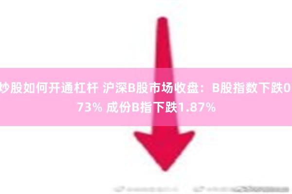 炒股如何开通杠杆 沪深B股市场收盘：B股指数下跌0.73% 成份B指下跌1.87%